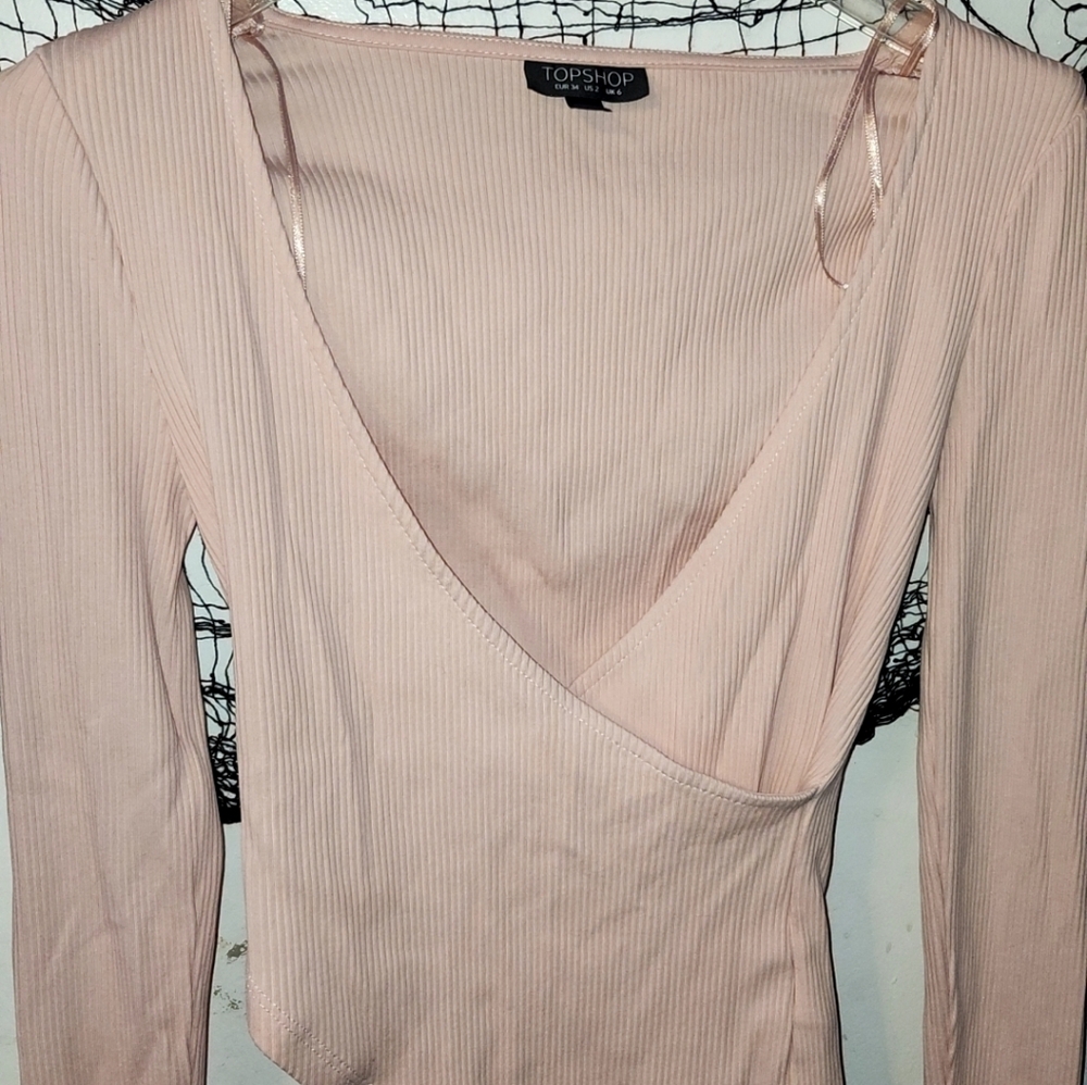 ✨️Topshop Blush Ribbed Wrap Blouse 🩷🐰